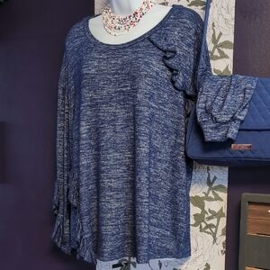 Avril style Heathered Blue Knit Top By Vintage America